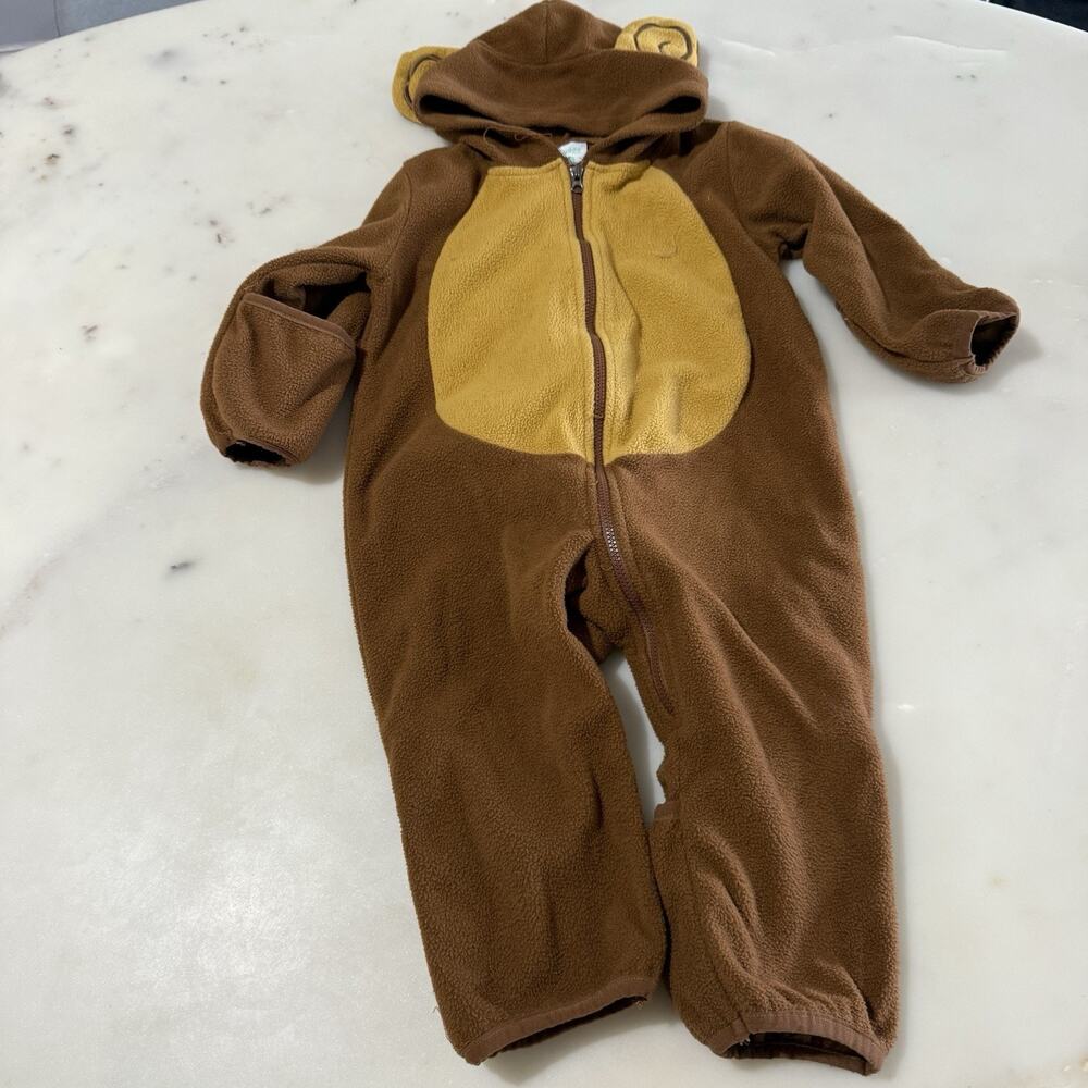 Cuddle Club Monkey Fleece Baby Jumpsuit 12-18 months Halloween Costume Teddybear